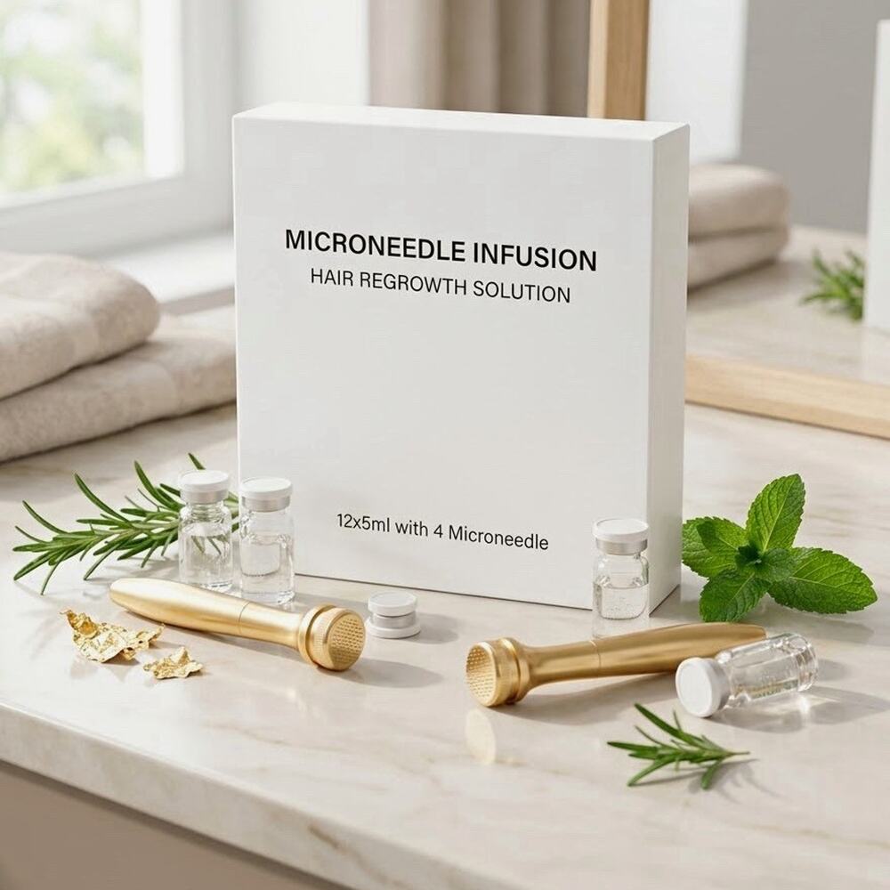 NIB Microneedle Infusion Hair Regrowth Solution Kit - 12 Vials & 4 Derma Stamps